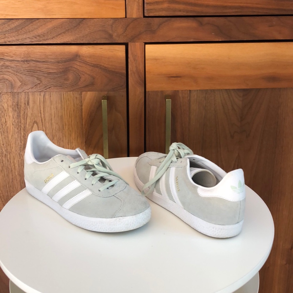 Mint green Addidas Gazelle.